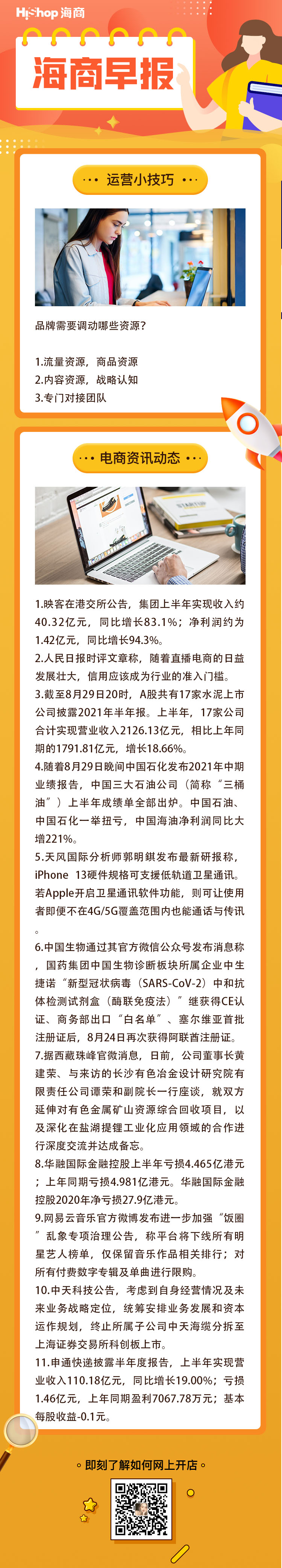 HiShop電商早報(bào)——2021年8月30日
